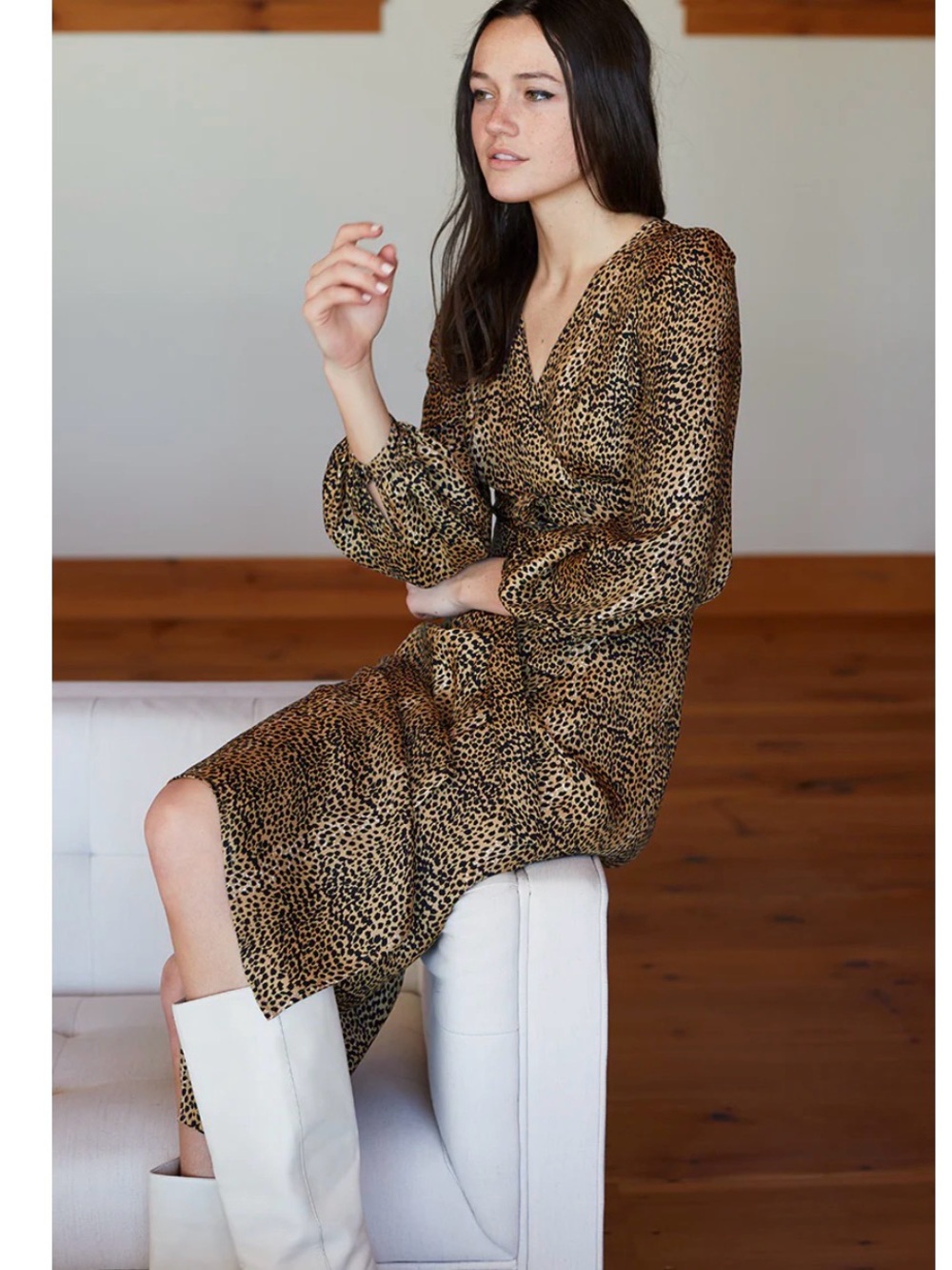 Emerson fry Leopard Print Midi Wrap Dress — Brown & Black